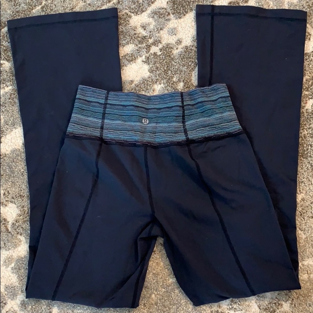 lululemon athletica Black Track Joggers with Striped Blue Waistband